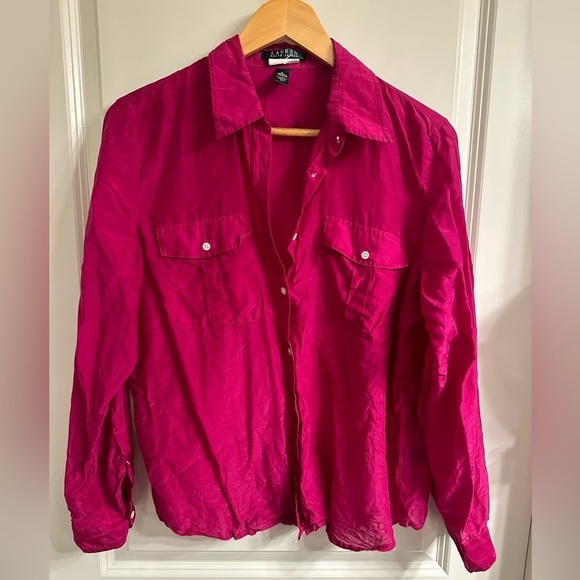 XL Silk Blend Vibrant magenta Lauren by Ralph Lauren - Picture 2 of 7